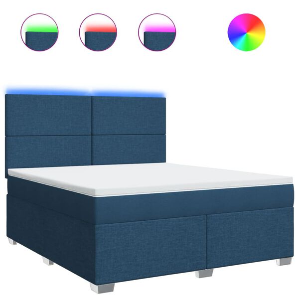 vidaXL Posteľn&yacute; r&aacute;m boxspring s matracom modr&yacute; 180x200 cm l&aacute;tka