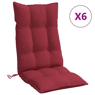vidaXL Podušky na stoličky s vysokým operadlom 6 ks vínové látka