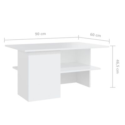 vidaXL Konferenčný stolík biely 90x60x46,5 cm drevotrieska