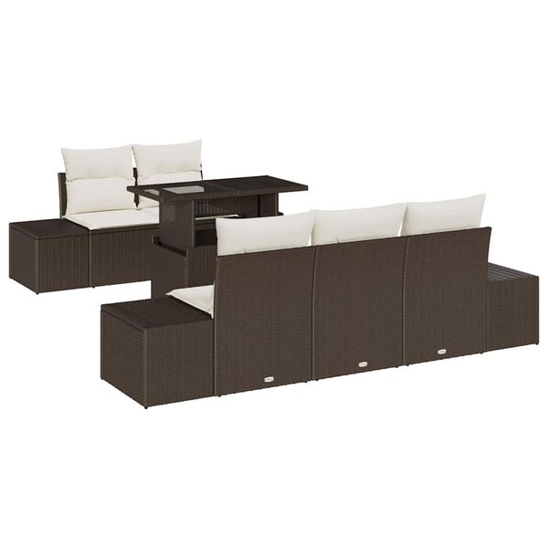 vidaXL Súprava záhradných pohoviek s vankúšom 6 pcs Hnedá a smotanová