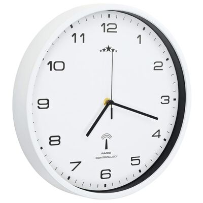 vidaXL Rádiom ovládané nástenné hodiny s pohonom Quartz biele 31 cm