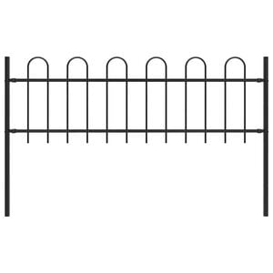 vidaXL Z&aacute;hradn&yacute; plot s obl&uacute;kov&yacute;m zakončen&iacute;m, oceľ 1,8 m, čierny