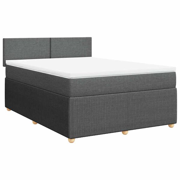 vidaXL Boxspring posteľ s matracom tmavosiv&aacute; 140x190 cm l&aacute;tka