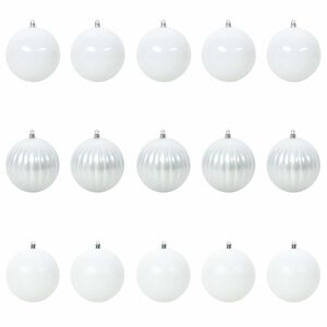 vidaXL Vianočn&aacute; guľa sada XL 15 ks Biela &Oslash; 10 cm Plast