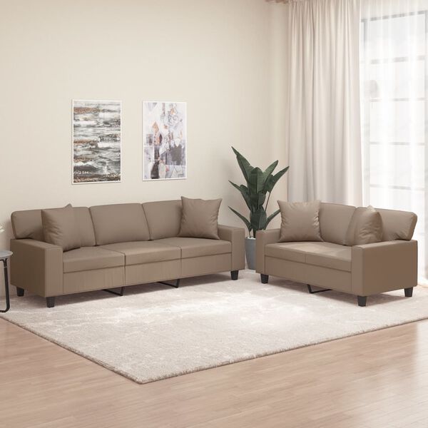 vidaXL 2-dielna sedacia s&uacute;prava s vank&uacute;&scaron;mi kapuč&iacute;nov&aacute; umel&aacute; koža