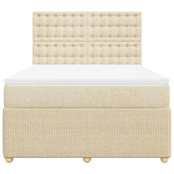 vidaXL Boxspring posteľ s matracom kr&eacute;mov&yacute; 140x190 cm l&aacute;tka