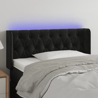vidaXL Čelo postele s LED čierne 103x16x78/88 cm zamat