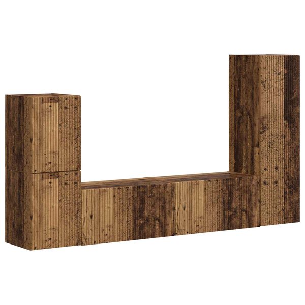 vidaXL Zostava TV skriniek N&aacute;stenn&yacute; 4 pcs Star&eacute; drevo Kompozitn&eacute; drevo