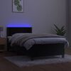 vidaXL Posteľ boxsping s matracom a LED čierna 90x190 cm zamat