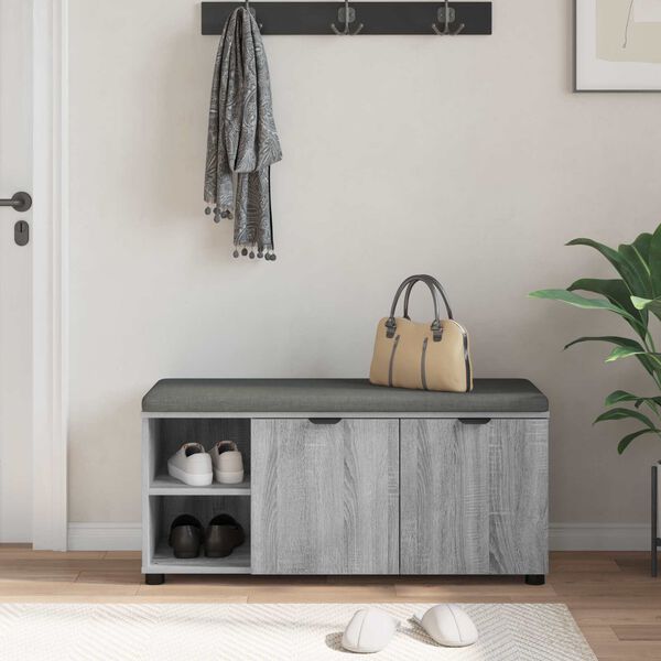 vidaXL Predsieňov&aacute; lavica s vank&uacute;&scaron;om Siv&yacute; Sonoma 100 x 38 x 46 cm