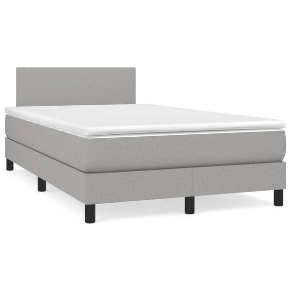 vidaXL Boxspring posteľ s matracom a LED, svetlosiv&aacute; 120x190 cm, l&aacute;tka