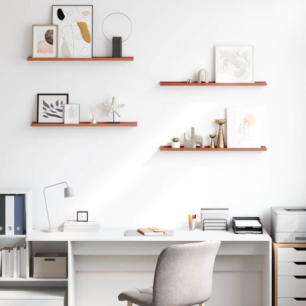 vidaXL Stenn&aacute; polica 4 pcs Červen&aacute; 80 x 9 x 3 cm Kompozitn&eacute; drevo