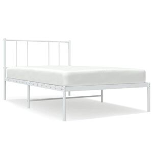 vidaXL Kovov&yacute; r&aacute;m postele bez matraca s čelom biely 75x190cm