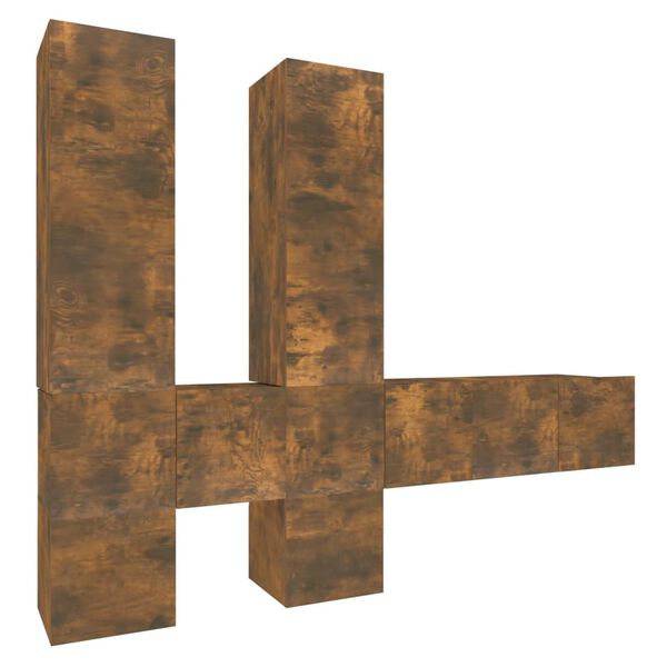 vidaXL 7-dielna s&uacute;prava TV skriniek dymov&yacute; dub spracovan&eacute; drevo