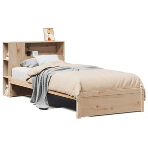 vidaXL Posteľ s knižnicou bez matraca 75x190 cm borovicov&yacute; mas&iacute;v