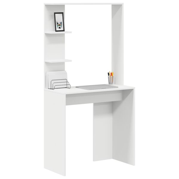 vidaXL St&ocirc;l s poličkou Biela 78,5 x 37 x 154,5 cm Kompozitn&eacute; drevo