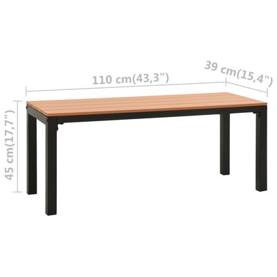 vidaXL Záhradná lavička 110 cm oceľ a WPC hnedá a čierna