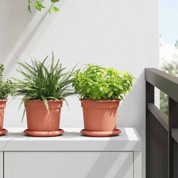 vidaXL Kruhov&yacute; kvetinov&yacute; podnos 24 pcs Tehlovo červen&aacute; &Oslash; 14 x 2 cm