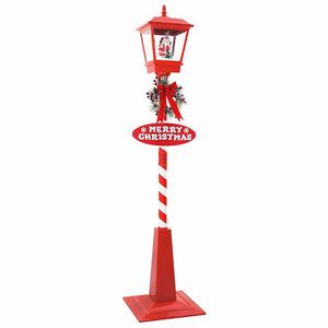 vidaXL Vianočn&aacute; pouličn&aacute; lampa s lamp&aacute;&scaron;om Červen&aacute; 40,5x40,5x180cm