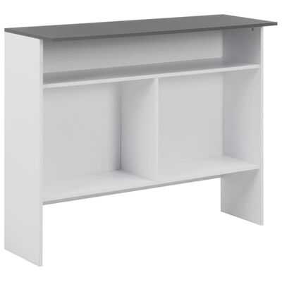 vidaXL Barový stôl s 2 stolovými doskami, bielo sivý 130x40x120 cm
