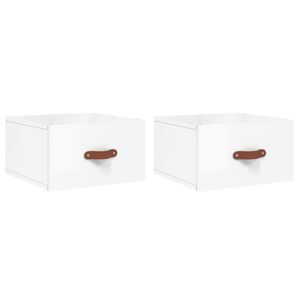 vidaXL N&aacute;stenn&eacute; nočn&eacute; stol&iacute;ky 2 ks leskl&eacute; biele 35x35x20 cm