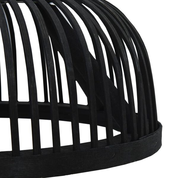 vidaXL Závesná lampa, čierna, bambus 40 W, 34x14,5 cm, polkruhová E27