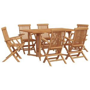 vidaXL Záhradný jedálenský set 7 pcs Hnedá 150 x 90 x 75 cm