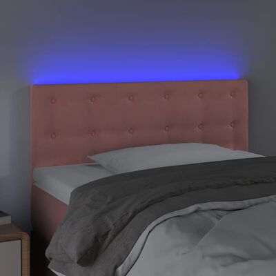 vidaXL Čelo postele s LED ružové 100x5x78/88 cm zamat