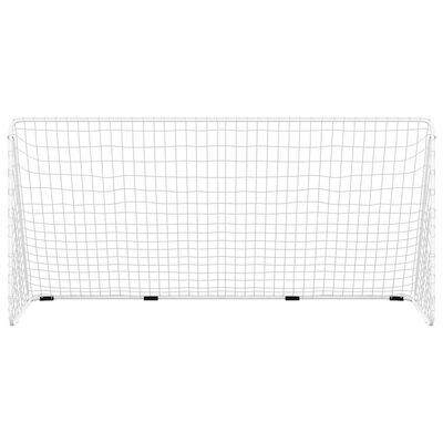 vidaXL Futbalová bránka so sieťou 366x122x182 cm oceľová biela