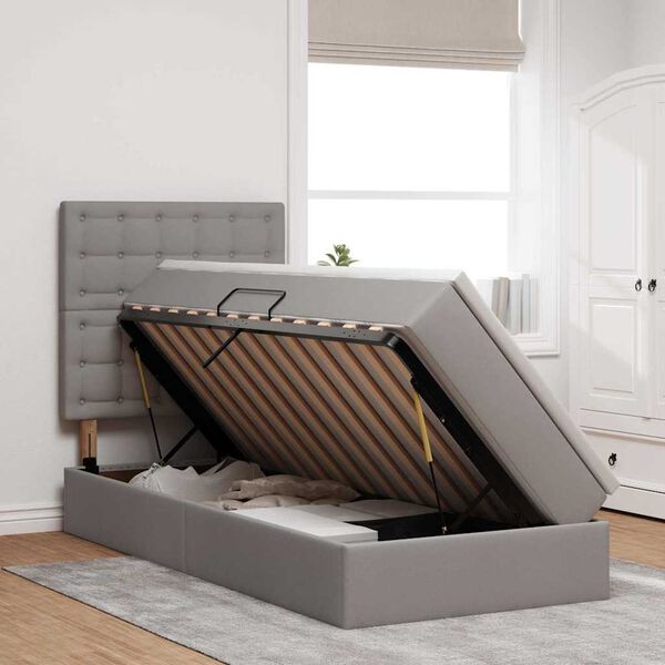 vidaXL Postel s &uacute;ložn&yacute;m prostorem a matrac&iacute; Sivohned&aacute; 90 x 200 cm