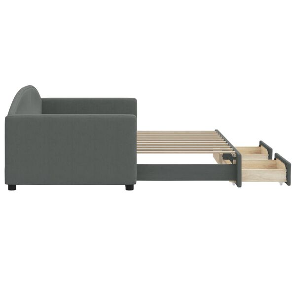 vidaXL Rozkladacia denná posteľ so zásuvkami tmavosivá 90x190 cm látka