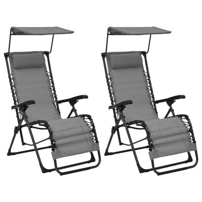 vidaXL Skladacie terasové stoličky 2 ks textilénové sivé