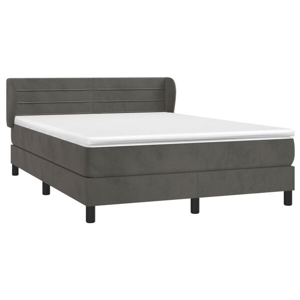vidaXL Posteľn&yacute; r&aacute;m boxspring s matracom tmavosiv&yacute; 140x200 cm zamat