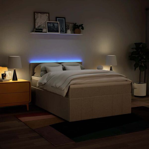 vidaXL Boxspring posteľ s matracom kr&eacute;mov&yacute; 140x190 cm l&aacute;tka