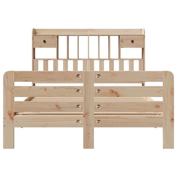 vidaXL Posteľ s knižnicou bez matraca 160x200 cm borovicov&yacute; mas&iacute;v