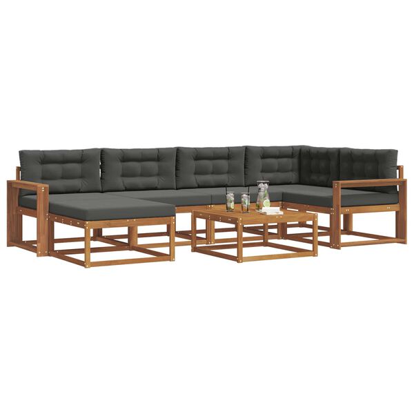 vidaXL Z&aacute;hradn&aacute; s&uacute;prava gaučov s vank&uacute;&scaron;om 7 pcs Pr&iacute;rodn&aacute; a antracitov&aacute;