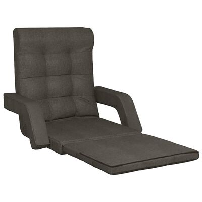 vidaXL Skladacia podlahová stolička s funkciou lôžka tmavosivá látka