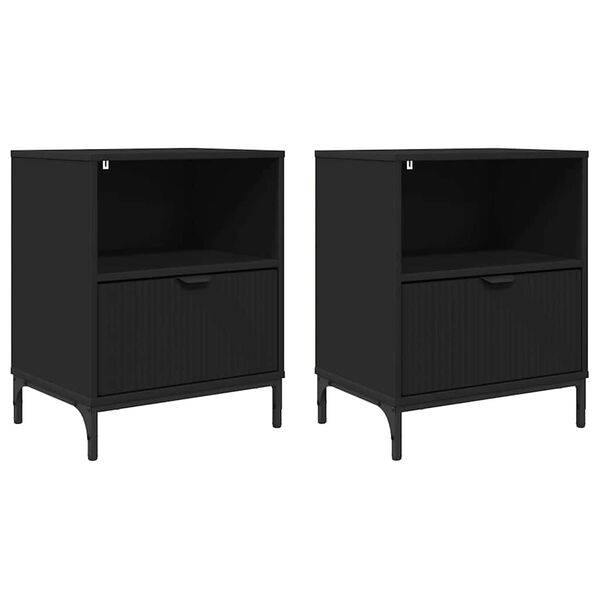 vidaXL Nočn&eacute; stol&iacute;ky 2 pcs Čierna 49 x 36 x 61 cm Kompozitn&eacute; drevo