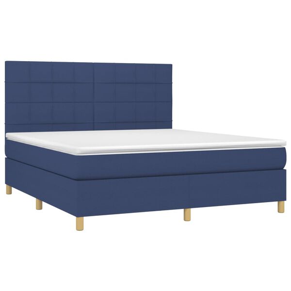 vidaXL Posteľn&yacute; r&aacute;m boxspring s matracom modr&yacute; 160x200 cm l&aacute;tka