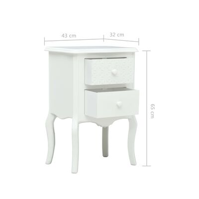 vidaXL Nočný stolík biely 43x32x65 cm MDF