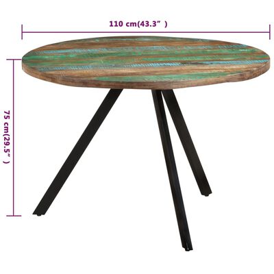 vidaXL Jedálenský stôl 110x75 cm recyklovaný masív