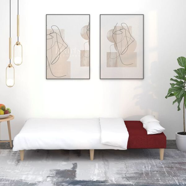 vidaXL 2-miestna rozkladacia pohovka v&iacute;novo-červen&aacute; l&aacute;tkov&aacute;