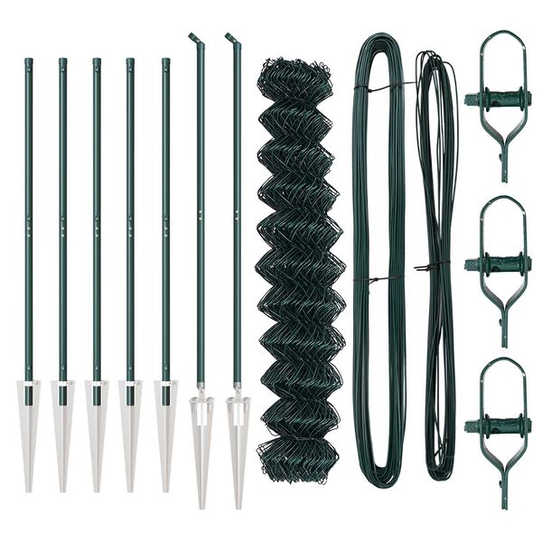 vidaXL Reťazov&yacute; plot so stĺpmi Zelen&aacute; 1.4 x 10 m Oceľ