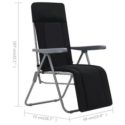 vidaXL Skladacie záhradné stoličky s podložkami 2 ks, čierne