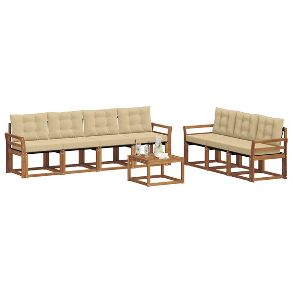 vidaXL Z&aacute;hradn&aacute; s&uacute;prava gaučov s vank&uacute;&scaron;om 8 pcs Pr&iacute;rodn&aacute; a b&eacute;žov&aacute;