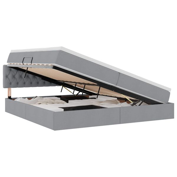 vidaXL Postel s &uacute;ložn&yacute;m prostorem a LED svetlom s LED Svetlosiv&aacute; l&aacute;tka