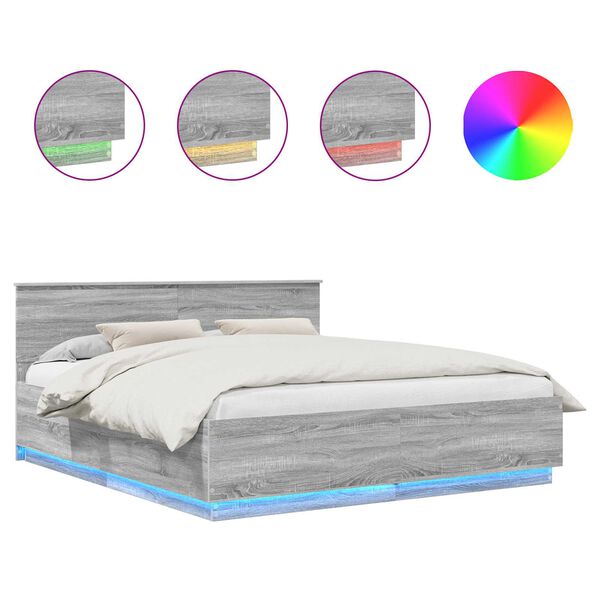 vidaXL R&aacute;m postele Siv&yacute; Sonoma 200 x 200 cm Kompozitn&eacute; drevo