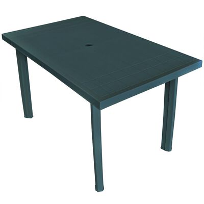 vidaXL Záhradný stôl, zelený 126x76x72 cm, plast