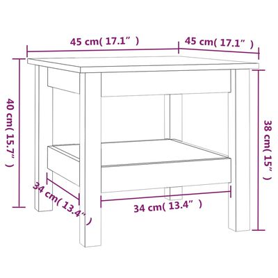 vidaXL Konferenčný stolík medovo-hnedý 45x45x40 cm borovicový masív