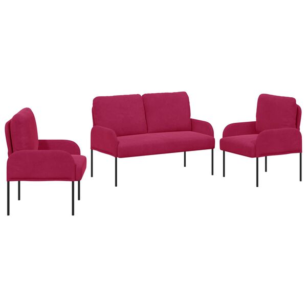 vidaXL S&uacute;pravy pohoviek 3 pcs V&iacute;no červen&eacute; 115 x 56 x 80 cm Preglejka